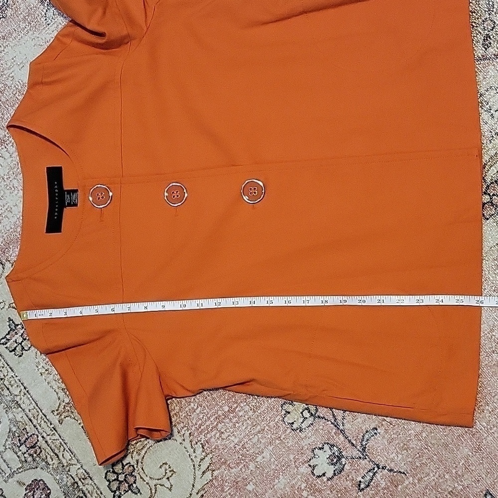 Apostrophe Orange Three Button Lined Short Sleeve… - image 9